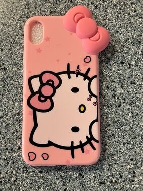 Hello Kitty Pink Silicone Phone Case with 3D Bow Accent. For IPhone XR,NEW